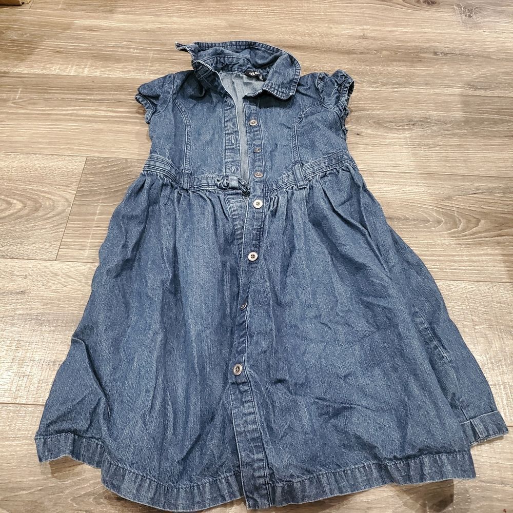 Girls George Casual Dress Size 7 Blue Denim Comfy Kids Dress